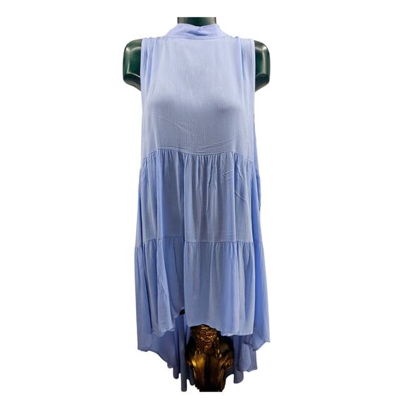 Fantastic Fawn Pastel Blue High Low Tiered Midi Dress Sleeveless M Boho 3375 - Picture 1 of 7